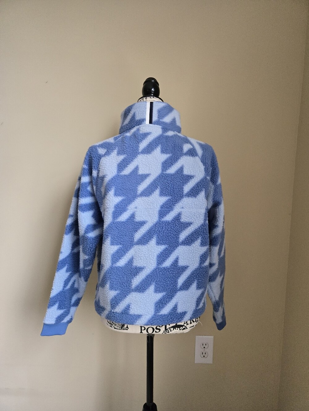Rhoback Rivanna Fleece Pullover Womens S Blue Houndstooth Crop - Picture 5 of 10